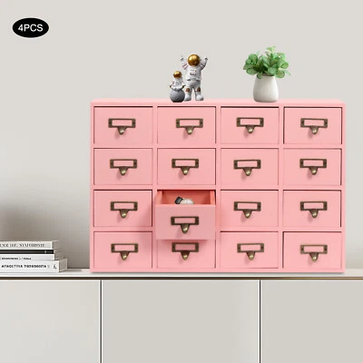 Vintage 4 PCS Drawer Cabinets Pink 64-Drawer Storage Box Storage Cabinet - Image 1 of 4