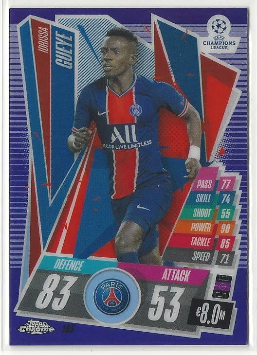 2020-21 Topps Chrome Match Attax Idrissa Gueye Purple Refractor /299 PSG Paris - Image 1 of 1