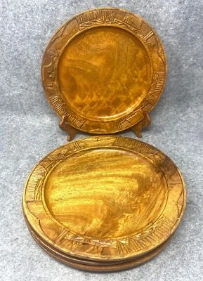 Juego de 4 placas de cargador tallado en madera vintage de 9,5" Filipinas hechas a mano Foto 1 de 4