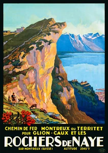 Affiche chemin de fer Montreux ou Territet - Rochers de Naye - Foto 1 di 1