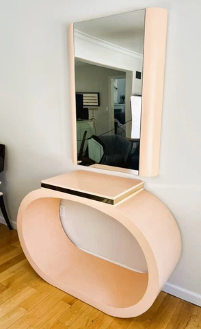 Sculptural Console Table & Matching Mirror in the style of Karl Springer Cover