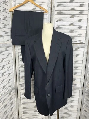 Traje Johnny Carson Hombre 44R Pantalones 36 X 26 7/8 Azul Marino/Rosa Ventana Lana/Mezclado? Foto 1 de 4