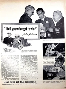 PRINT AD 1942 Revere Copper Brass Inc John Johnson Navy E Insignia WWII - Picture 1 of 1
