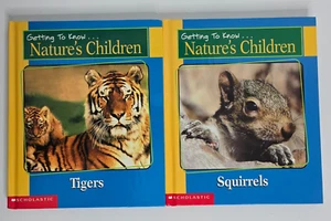 Lot of 2 NATURE'S CHILDREN Animal Books: Squirrels Frogs Tigers Giraffes - Picture 1 of 5