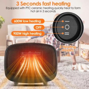 900W Space Heater Portable Electric Space Heater PTC Ceramic Fast Heating Home - Picture 1 of 15