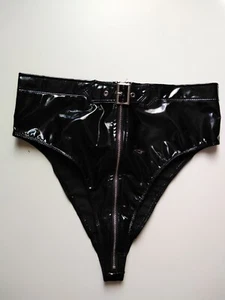 Damen wetlook-Slip, Gr.:"L", Lackoptik, NEU vorne zu öffnen, Latex/Lack-Optik - Bild 1 von 5