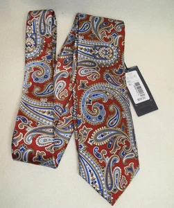 NWT Daniel CREMIEUX Men's 100% Silk Tie ~Red~ Blue~Brown~White~Paisley~63"~Italy - Picture 1 of 10