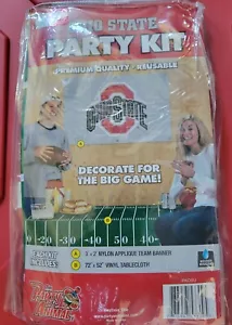 OSU Tablecloth and BANNER TAILGATE PARTY KIT - Reuseable OHIO STATE UNV - Picture 1 of 5