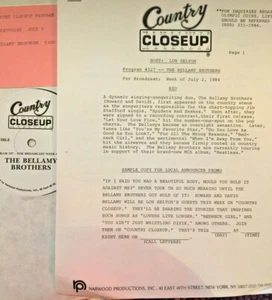 RADIO SHOW:GLEN CAMPBELL CLOSEUP 7/2/84 STUDIO GUEST BELLAMY BROTHERS w/10 TUNES - Picture 1 of 4