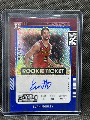 2021-22 Contenders Auto Evan Mobley FOTL Blue Shimmer #/20 Rookie Ticket Cavs - Image 1 of 2