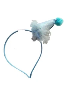 NEW Party hat blue glitter metal tiara aliceband pom pom headband fancy dress - Picture 1 of 1