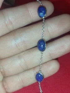 Bracciale In Argento 925 Con Lapislazzuli(Amuleto) - Foto 1 di 5