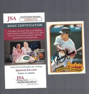 Roberto Alomar San Diego Padres 1989 Topps Signed Baseball Card JSA - Picture 1 of 2