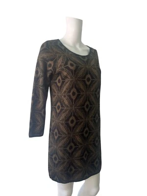 M&S Collection Jumper Dress Size 10 Womens EU38 Gold & Black Long Sleeve Stretch - Image 1 of 4