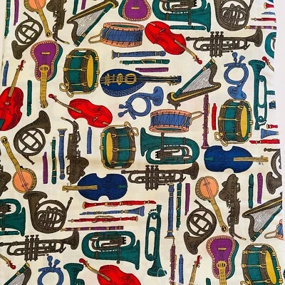 2,88+ yardas instrumentos musicales tela de algodón violines tambores cuernos guitarra flauta Foto 1 de 4
