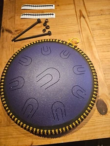 Stahlzungentrommel 14 Zoll, 15 Töne von Hluru, Navy Blau, mit Fingerringen und D - Bild 1 von 2