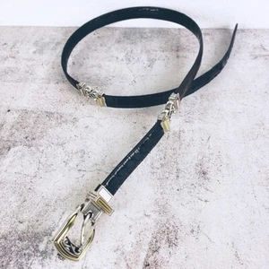 Vintage Brighton Reversible Skinny Leather Belt Black/Brown Bohemian Western - Picture 1 of 11