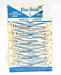 RETRO BLAUES SCHILD UHRENARMBAND LADENTHEKE WERBUNG DISPLAY KARTON - Bild 1 von 6