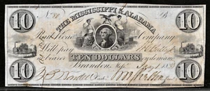 Billete obsoleto #80 de Brandon Mississippi & Alabama Rail Road Co 1 de enero de 1838 - Imagen 1 de 2