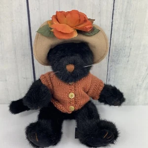 Boyd's Bears Plush Mrs. Partridge Black Cat No Tag - Hat Orange Flower Sweater - Picture 1 of 12