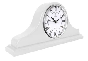 Reloj de repisa de la chimenea, reloj de manto de madera blanca para la decoración de la sala de estar - silencioso, decoración... - Imagen 1 de 9