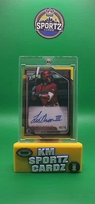 2024 Bowman Gino Groover Chrome Prospect Yellow Refractor Auto /75 #CPA-GG (RC) - Image 1 of 2