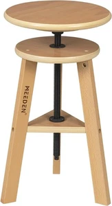 Drafting Stool, Wood Stool, Height Adjustable Stool, Art Stool Chair, Swivel Pai - Picture 1 of 6