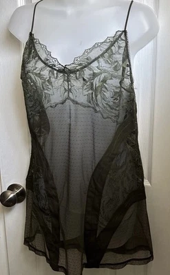 La Perla NWT Green Lace Sheer Nightgown Babydoll Slip Dress Chemise Large - Image 1 of 4