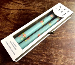 MJ Tablescapes 2er Set handbemalt 10" Spitzkerzen Zitrusfrüchte hellblau - Bild 1 von 20