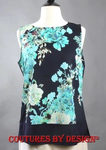 St John Strick Seide Tank, Top, Shell Floral Marine Multi Gr. Small Neu mit Etikett UVP $ 465 - Bild 1 von 4