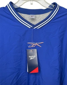 NWT Reebok Mens XL Blue V-Neck Long Sleeve Pullover Sweater Uniform Lined Woven - Picture 1 of 11