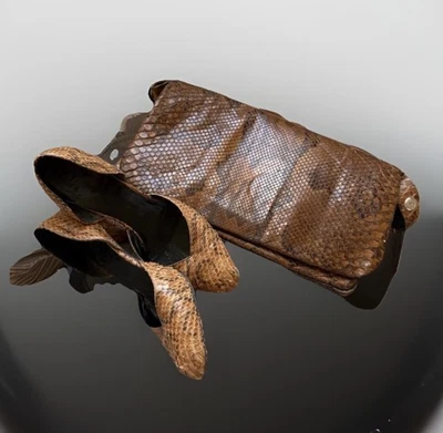 Cartera y zapatos a juego de piel de serpiente vintage de los años 50/60 raros - pitón exótica hecha a mano Foto 1 de 4