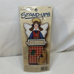 Cross Stitch KIT 1996 DIMENSIONS Stand-Ups Angel Christmas Cat Present Vintage - Picture 1 of 9