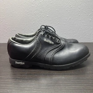 FootJoy Greenjoys Shoes Mens 11 Golf Shoes Black Leather Lace Up 45524K - Picture 1 of 11