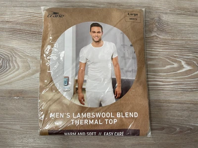 Crane Thermal Top Lambswool Cream Ecru Short Sleeve Base Layer Men's LARGE -NEW - Image 1 of 4