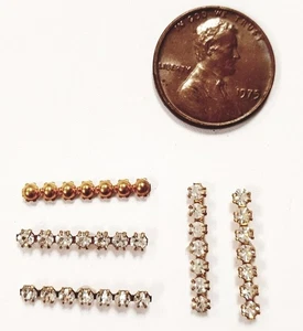 18 VINTAGE AUSTRIAN CRYSTAL GLASS 7 RHINESTONE 20mm. BRASS BENDABLE BARS N183 - Picture 1 of 2