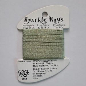 Rainbow Gallery Sparkle Rays SR69 Sage Green Metallic Glow Ribbon - Picture 1 of 1