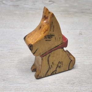 Antike SIGNIERTE HOLZ GESCHNITZTE SCOTTISH TERRIER SCOTTY DOG FIGUR - Bild 1 von 8