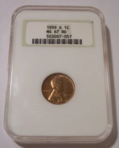 NGC 1939 S Lincoln Wheat Cent MS67 RED OH - Picture 1 of 4