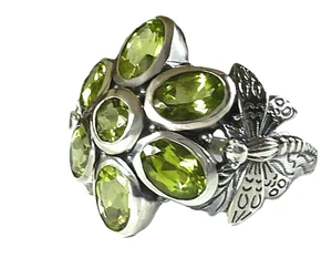 Peridot Artisan Dragonfly Ring / size 7 / 925 Sterling Silver / 3.6cts   6.2 g - Picture 1 of 6