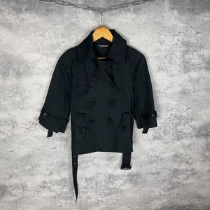 Marimekko Mika Piirainen Black Cotton Trench Jacket Women’s Size XS - Picture 1 of 13
