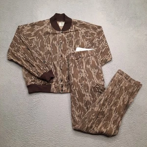 VINTAGE Mossy Oak Jacke Hose Herren Large The First Perfect Camo Baumwolle SET USA - Bild 1 von 24