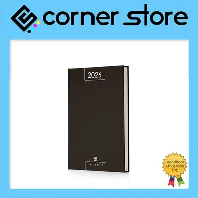 Intempo - Alfa Agenda Giornaliera 2026 Economica - Lavoro Ufficio-15x21cm - Nero