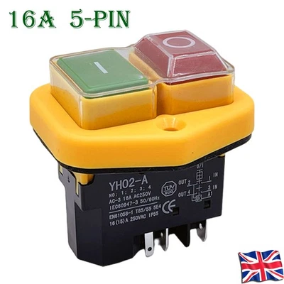 250VAC 16A Water Proof ON/OFF Start Stop Push Button Switch Machine Tools New - Image 1 of 4