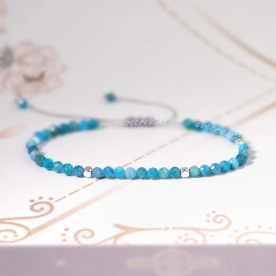 Blue Apatite Adjustable Bracelet for Women Healing Crystal Balance Bracelet Gift - Image 1 of 2