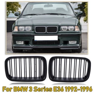 Double Line Front Kidney Grill Grille Matte Black for BMW E36 3 Serise 1992~1996 - Picture 1 of 6