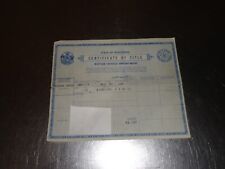 Vintage Historical Document Certificate of Title 1952 Henry J