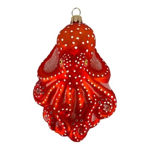 Pinnacle Peak Trading pulpo rojo vidrio pulido adorno de Navidad 4,25 pulgadas - Imagen 1 de 9