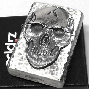 Zippo lighter Hammered Skull Skeleton Hammertone Silver Unused Imported from JP - Picture 1 of 7