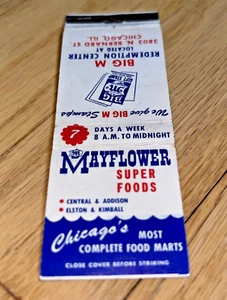 Vintage Matchbook Cover MAYFLOWER SUPER FOODS, Chicago BIG M STAMPS - Picture 1 of 3